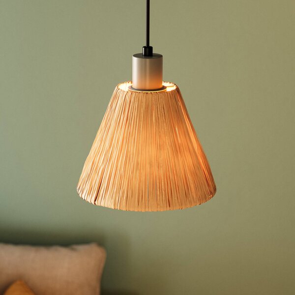 OSRAM závesné svietidlo Decor Raffia, 1-pl., rafia, prírodná farba, Hnedá / hrdzavá, Obývacia izba / jedáleň, Vidiecky / Rustikálny, Závesné svietidlo