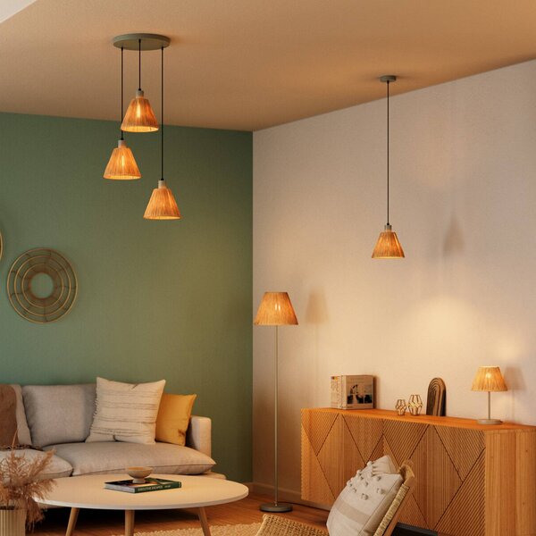 Stojacia lampa OSRAM Decor Raffia, 1-pl., prírodná farba, E27, Hnedá / hrdzavá, Obývacia izba / jedáleň, Vidiecky / Rustikálny, Stojaca lampa