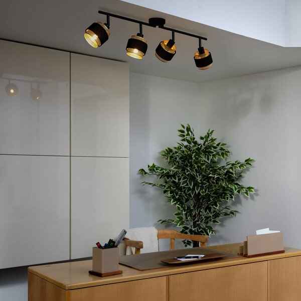 OSRAM Stropné svietidlo Decor Spot Hornet, 4-pl., čierne/zlaté, Čierna, Obývacia izba / jedáleň, Textil / látka / hodváb, Moderný, Stropné svetlo