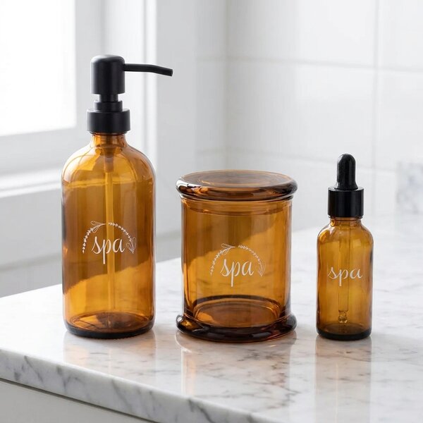 Orion Sklenený hnedý dávkovač na mydlo SPA, 500ml