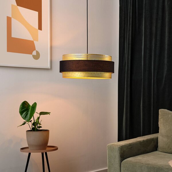 Závesné svietidlo OSRAM Decor Hornet, čierna/zlatá, E27, Čierna, Obývacia izba / jedáleň, Textil / látka / hodváb, Moderný, Závesné svietidlo