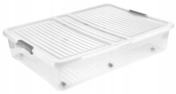 Úložný box s vekom a kolieskami pod posteľ, KEEEPER CLIPBOX LEO 53L, 77 x 58 x 16 cm