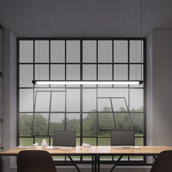 OSRAM LED závesné svietidlo Office line Slab čierne 4 000 K stmievateľné, Čierna, Pracovňa / Kancelária, Hliník, Moderný, Závesné svietidlo