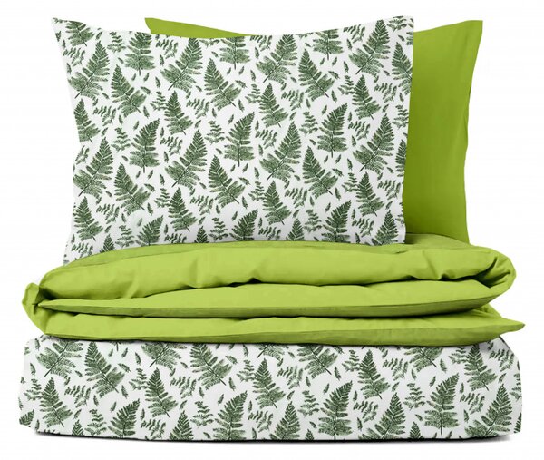Ervi bavlnené obliečky obojstranné - zelené papradie/svetlo zelený