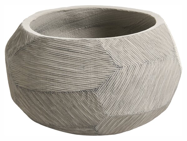 Kvetináč sivý cement sklolaminát 47 x 23 cm okrúhly tvar moderný štýl interiér exteriér