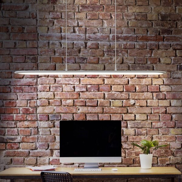 OSRAM LED závesné svietidlo Office line Panel Ellipse biela 940 stmievateľné, Biela / opálová, Pracovňa / Kancelária, Hliník, Moderný, Závesné svietidlo