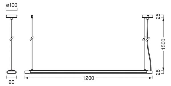 OSRAM LED závesné svietidlo Office line Slab biele 4 000 K stmievateľné, Biela / opálová, Pracovňa / Kancelária, Hliník, Moderný, Závesné svietidlo