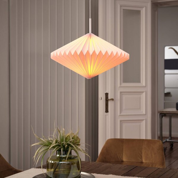 OSRAM závesné svietidlo Decor Paper Diamond, biele, papier, E27, Biela / opálová, Obývacia izba / jedáleň, Papier / lunolit / lunopal, Závesné svietidlo