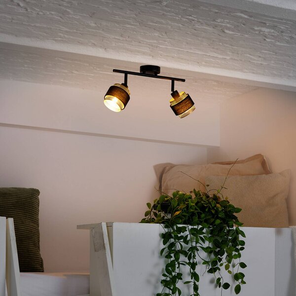 Stropné svietidlo OSRAM Decor Spot Hornet, 2-pl., čierne/zlaté, Čierna, Obývacia izba / jedáleň, Textil / látka / hodváb, Moderný, Stropné svetlo
