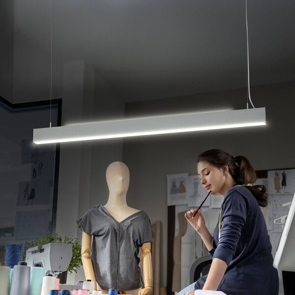 OSRAM LED závesné svietidlo Office line Cuboid biela 4 000 K stmievateľné, Biela / opálová, Pracovňa / Kancelária, Hliník, Moderný, Závesné svietidlo