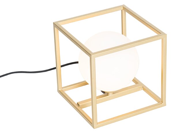 Dizajnová stolná lampa zlatá s bielou - Aniek
