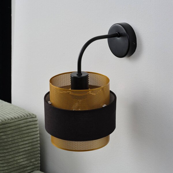 Nástenné svetlo OSRAM Decor Hornet, 1-pl., čierne/zlaté, E27, Čierna, Obývacia izba / jedáleň, Textil / látka / hodváb, Moderný, Nástenné svietidlo