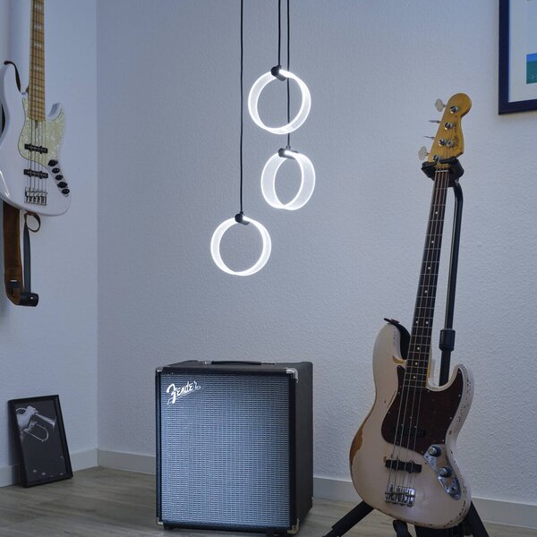 OSRAM LED závesné svietidlo Decor Circle, 3-pl. okrúhla, čierna, Čierna, Obývacia izba / jedáleň, Plast, Moderný, Závesné svietidlo