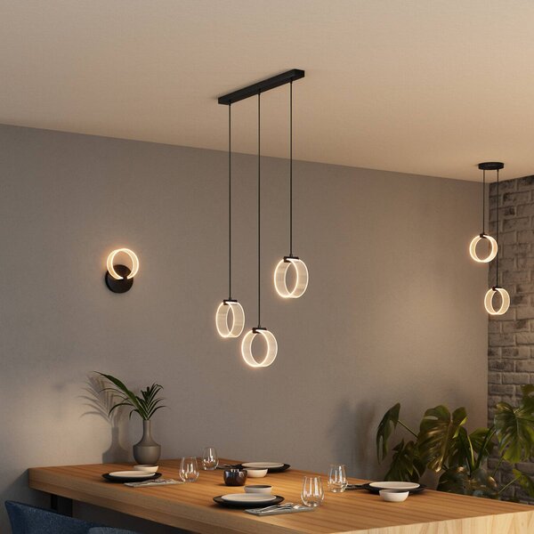 OSRAM LED závesné svietidlo Decor Circle, 3-pl., čierna, Čierna, Obývacia izba / jedáleň, Plast, Moderný, Závesné svietidlo