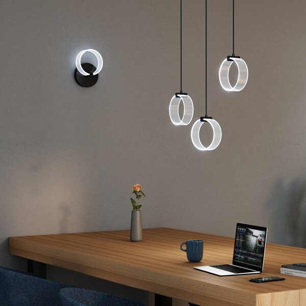 OSRAM LED nástenné svietidlo Decor Circle, čierne, Čierna, Obývacia izba / jedáleň, Plast, Moderný, Nástenné svietidlo