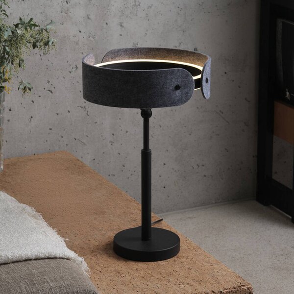 OSRAM stolová LED lampa Decor Curve Felt, sivá, plsť, 3 000 K, Hliník / sivá / zinok, Obývacia izba / jedáleň, Textil / látka / hodváb, Moderný, Stojacie svietidlo