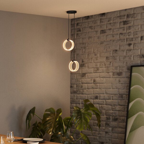 OSRAM LED závesné svietidlo Decor Circle, 2-pl., čierne, Čierna, Obývacia izba / jedáleň, Plast, Moderný, Závesné svietidlo
