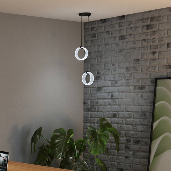 OSRAM LED závesné svietidlo Decor Circle, 2-pl., čierne, Čierna, Obývacia izba / jedáleň, Plast, Moderný, Závesné svietidlo