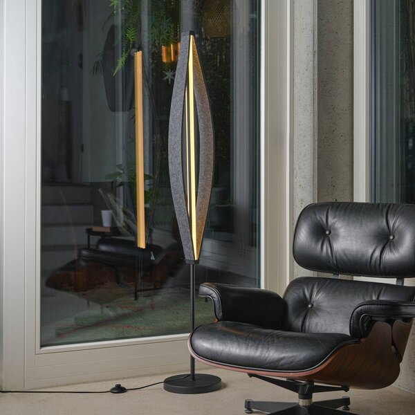 OSRAM LED stojacia lampa Decor Flat Felt, sivá, plsť, 3 000 K, Hliník / sivá / zinok, Obývacia izba / jedáleň, Hliník, Moderný