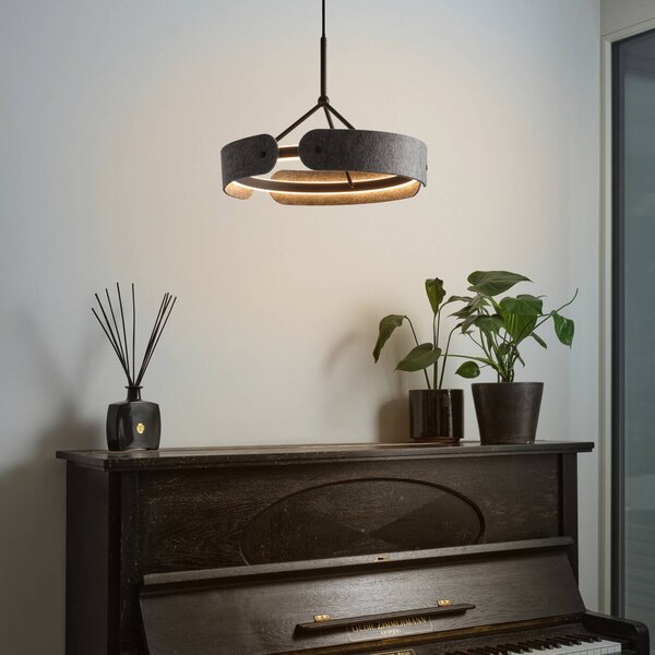 OSRAM LED závesné svietidlo Decor Curve Felt, sivá, plsť, 3 000 K, Hliník / sivá / zinok, Obývacia izba / jedáleň, Textil / látka / hodváb, Moderný, Závesné svietidlo