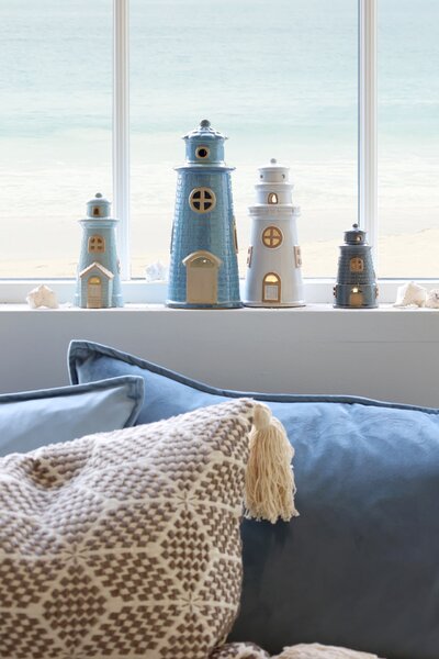 Svietiaca dekorácia LED Lighthouse Opal Blue