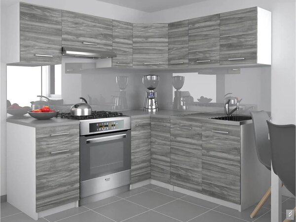 Kuchynská linka Belini 360 cm šedý antracit Glamour Wood s pracovnou doskou Lidiauniqa2