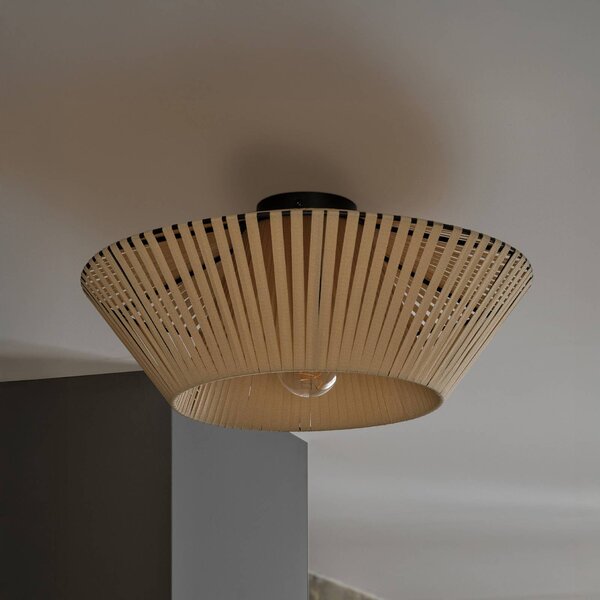 OSRAM stropné svietidlo Decor Stripes béžové Ø 40,5 cm textilné E27, Krémová / jantárovo žltá, Obývacia izba / jedáleň, Textil / látka / hodváb