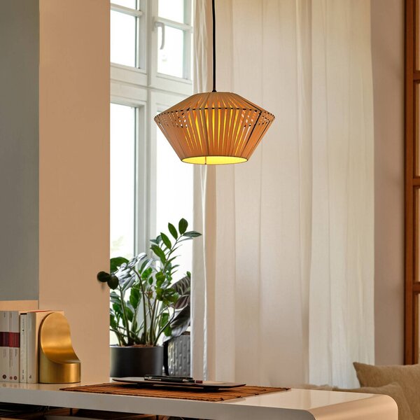 OSRAM závesné svietidlo Decor Stripes Ø 30,5 cm, béžová, textil, E27, Krémová / jantárovo žltá, Obývacia izba / jedáleň, Textil / látka / hodváb, Závesné svietidlo