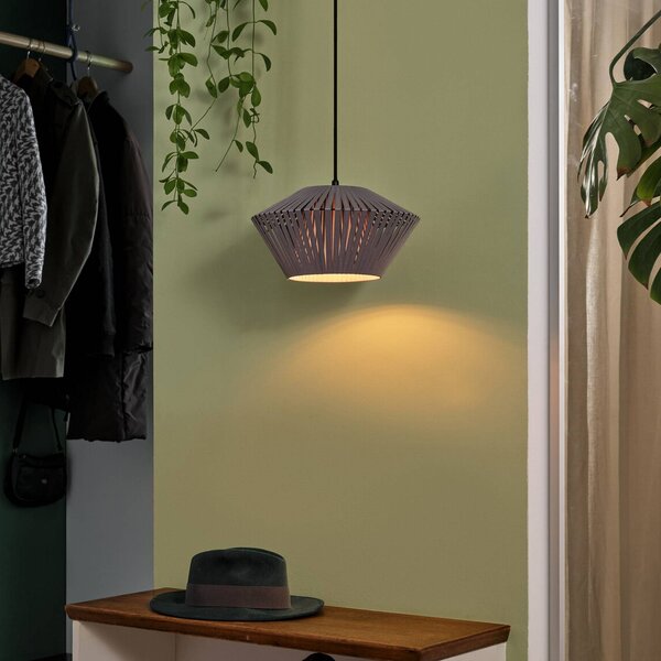 Závesné svietidlo OSRAM Decor Stripes Ø 30,5 cm, sivá, textil, E27, Hliník / sivá / zinok, Obývacia izba / jedáleň, Textil / látka / hodváb, Závesné svietidlo