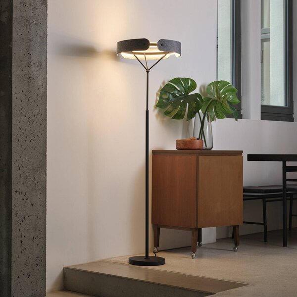 OSRAM LED stojacia lampa Decor Curve Felt, sivá, plsť, 3 000 K, Hliník / sivá / zinok, Obývacia izba / jedáleň, Textil / látka / hodváb, Moderný, Stojaca lampa