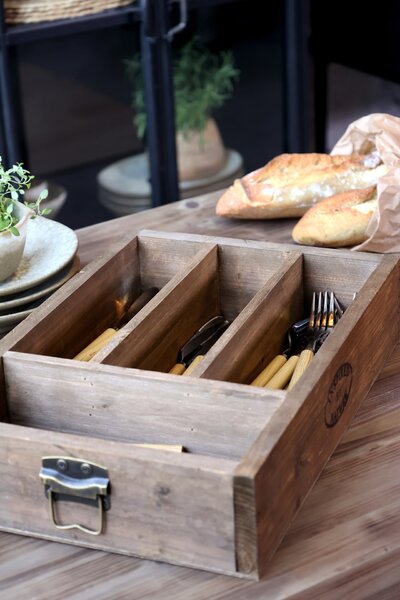 Úložný drevený box s priehradkami Nature 40 cm