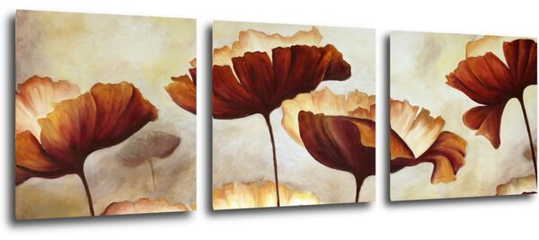 Impresi Obraz Malované kvety - 90 x 30 cm (3 dielny)
