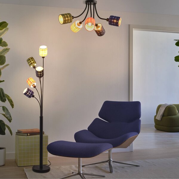 OSRAM stropné svietidlo Decor Felt Weaving Cans, farebné, 5-pl., E14, Viacfarebné, Obývacia izba / jedáleň, Textil / látka / hodváb