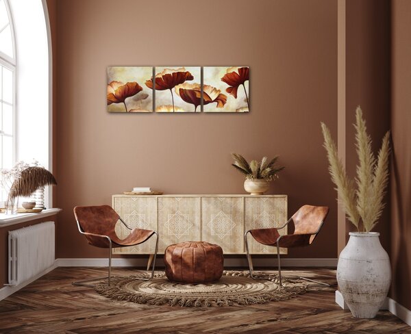 Impresi Obraz Malované kvety - 90 x 30 cm (3 dielny)