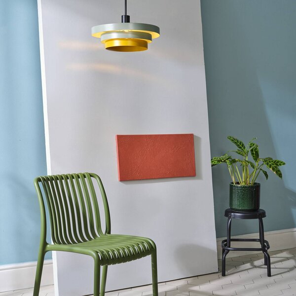 OSRAM závesné svietidlo Decor Layers, zelená/žltá, oceľ, E27, Zelená, Kuchyňa, kov, Moderný, Závesné svietidlo