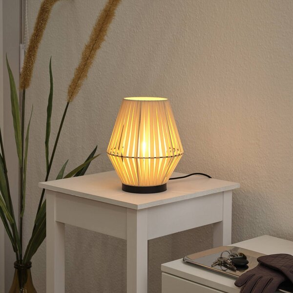 Stolová lampa OSRAM Decor Stripes, béžová, textil, E14, Krémová / jantárovo žltá, Obývacia izba / jedáleň, Textil / látka / hodváb, Stojacie svietidlo