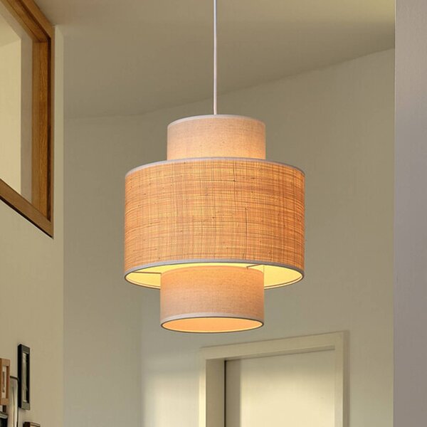 OSRAM závesné svietidlo Decor Wrap Cylinder, béžové, rafia, ľan, Krémová / jantárovo žltá, Obývacia izba / jedáleň, Textil / látka / hodváb, Vidiecky / Rustikálny, Závesné svietidlo