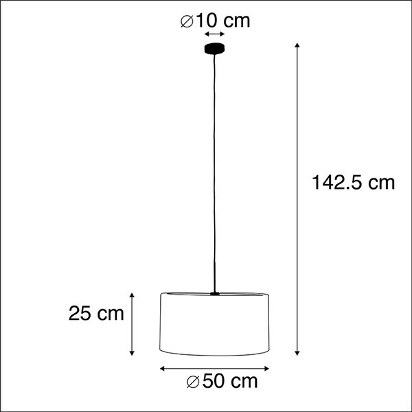 Moderné závesné svietidlo čierne s bielym tienidlom 50 cm - Combi 1