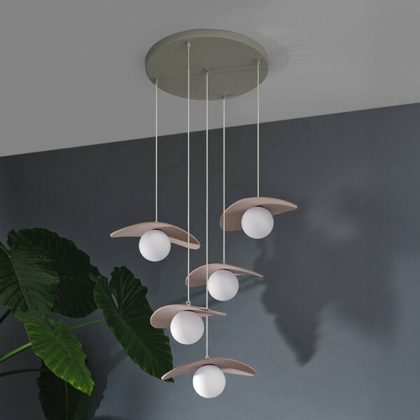 OSRAM závesné svietidlo Decor Pearl, 5-pl., béžové, plsť, G9, Krémová / jantárovo žltá, Obývacia izba / jedáleň, Textil / látka / hodváb, Moderný, Závesné svietidlo