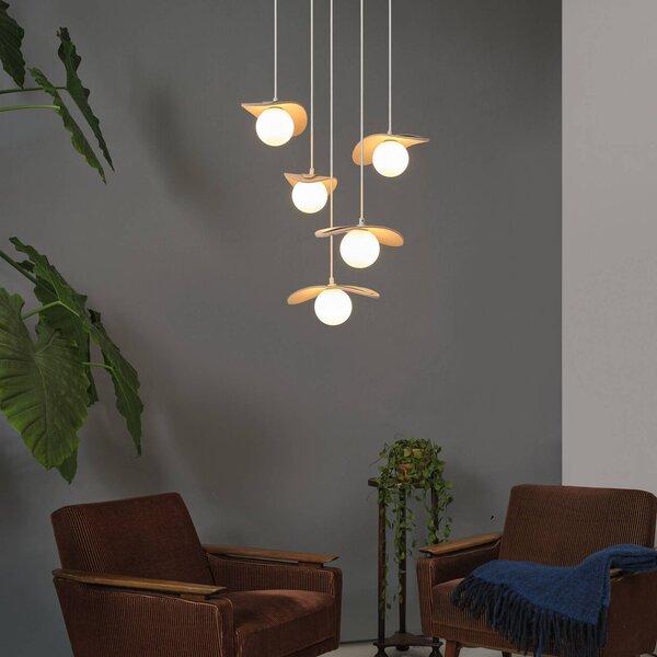 OSRAM závesné svietidlo Decor Pearl, 5-pl., béžové, plsť, G9, Krémová / jantárovo žltá, Obývacia izba / jedáleň, Textil / látka / hodváb, Moderný, Závesné svietidlo