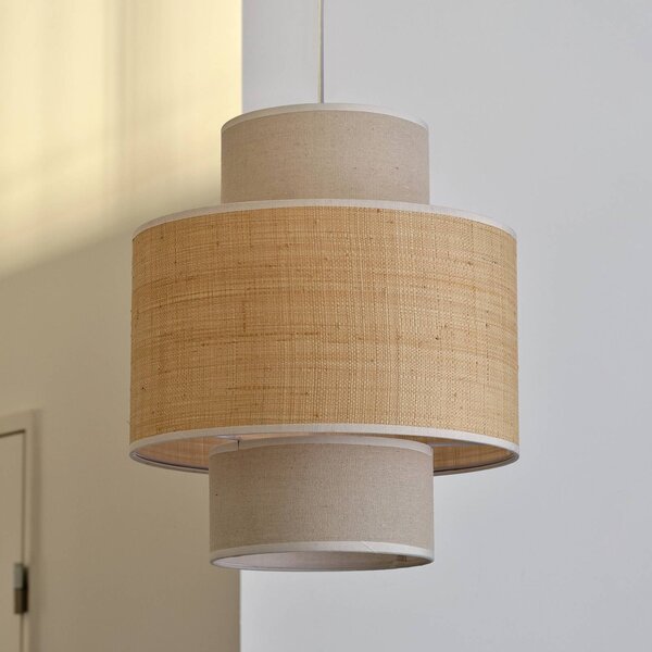 OSRAM závesné svietidlo Decor Wrap Cylinder, béžové, rafia, ľan, Krémová / jantárovo žltá, Obývacia izba / jedáleň, Textil / látka / hodváb, Vidiecky / Rustikálny, Závesné svietidlo