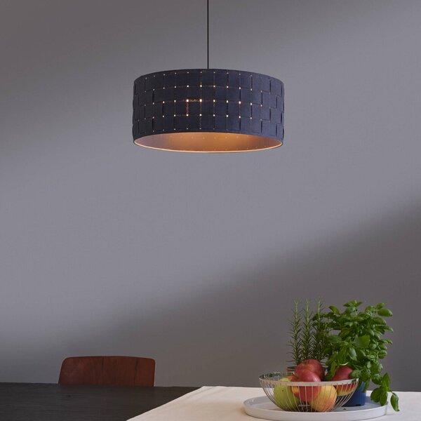 OSRAM závesné svietidlo Decor Felt Weaving, Ø 48 cm, sivá, plsť E27, Hliník / sivá / zinok, Obývacia izba / jedáleň, Textil / látka / hodváb, Závesné svietidlo