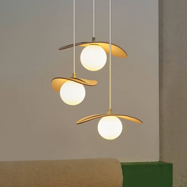 OSRAM závesné svietidlo Decor Pearl, 3-pl., béžové, plsť, G9, Krémová / jantárovo žltá, Obývacia izba / jedáleň, Textil / látka / hodváb, Moderný, Závesné svietidlo