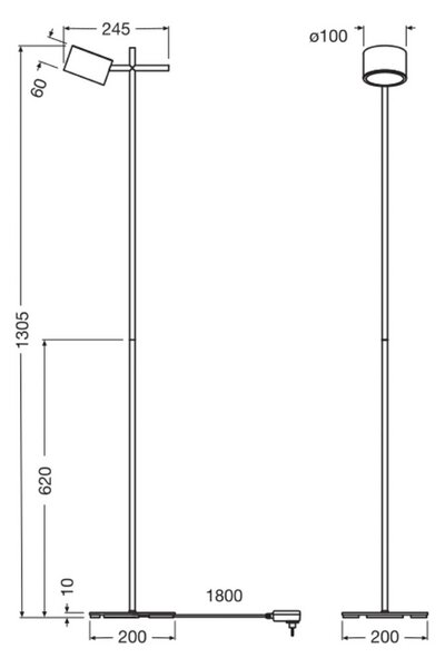 OSRAM LED stojacia lampa Decor Kyoto, hliník, čierne, stmievateľné, Čierna, Obývacia izba / jedáleň, Hliník, Moderný, Stojaca lampa