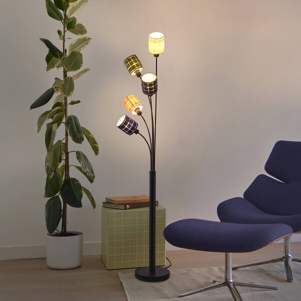 OSRAM stojacia lampa Decor Felt Weaving Cans, farebná, 5-pl., E14, Viacfarebné, Obývacia izba / jedáleň, Textil / látka / hodváb, Stojaca lampa