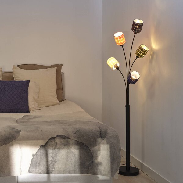 OSRAM stojacia lampa Decor Felt Weaving Cans, farebná, 5-pl., E14, Viacfarebné, Obývacia izba / jedáleň, Textil / látka / hodváb, Stojaca lampa