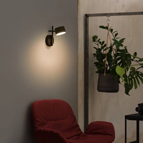 OSRAM LED nástenné svetlo Decor Kyoto, čierne, stmievateľné, zástrčka, Čierna, Obývacia izba / jedáleň, Hliník, Moderný, Nástenné svietidlo