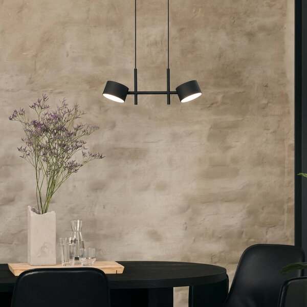 OSRAM LED závesné svietidlo Decor Kyoto, 2-pl., čierne, stmievateľné, Čierna, Obývacia izba / jedáleň, Hliník, Moderný, Závesné svietidlo