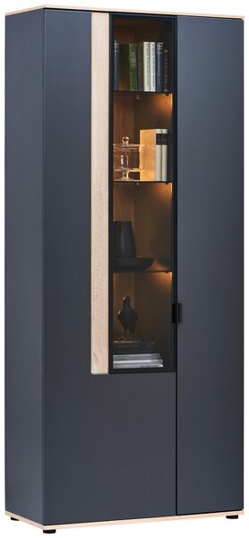 VITRÍNA, antracitová, farba duba, 93,2/213,1/42 cm Dieter Knoll - Sklenené vitríny