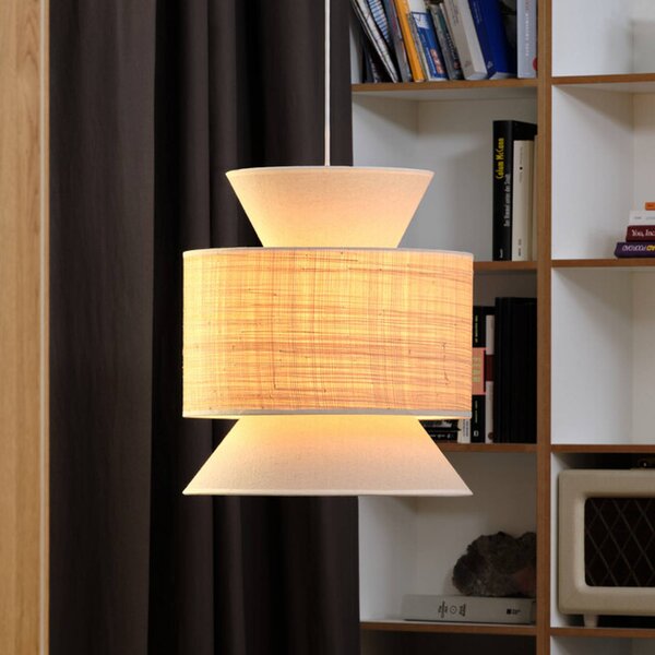 OSRAM závesné svietidlo Decor Wrap Cone, béžové, rafia, ľan, E27, Krémová / jantárovo žltá, Obývacia izba / jedáleň, Textil / látka / hodváb, Vidiecky / Rustikálny, Závesné svietidlo